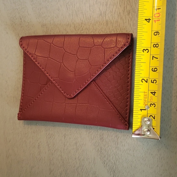 NWOT Rachel Miriam Leather Card Case Lined Bordeaux Incl Protective Bag - Picture 8 of 9